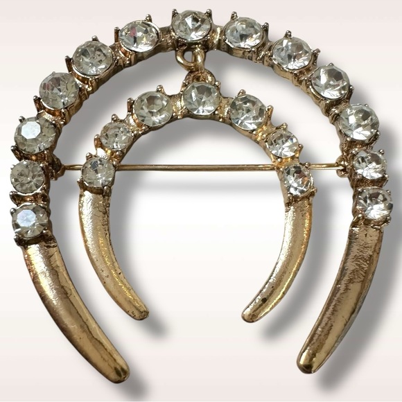 Free People Horsing Around Brooch in Gold Rhinestone Yellowstone Western Horse - Picture 9 of 14